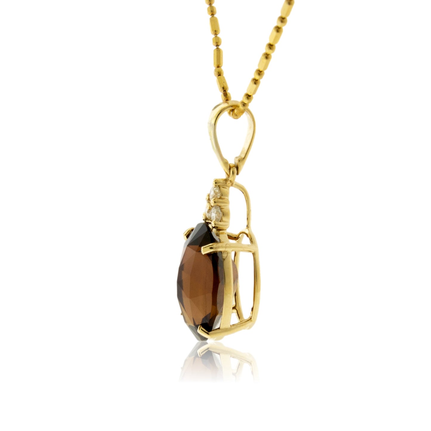 Oval Desert Flame Topaz and Diamond Accented Pendant - Park City Jewelers