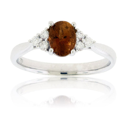 Oval Desert Flame Topaz and Diamond Accented Ring - Park City Jewelers