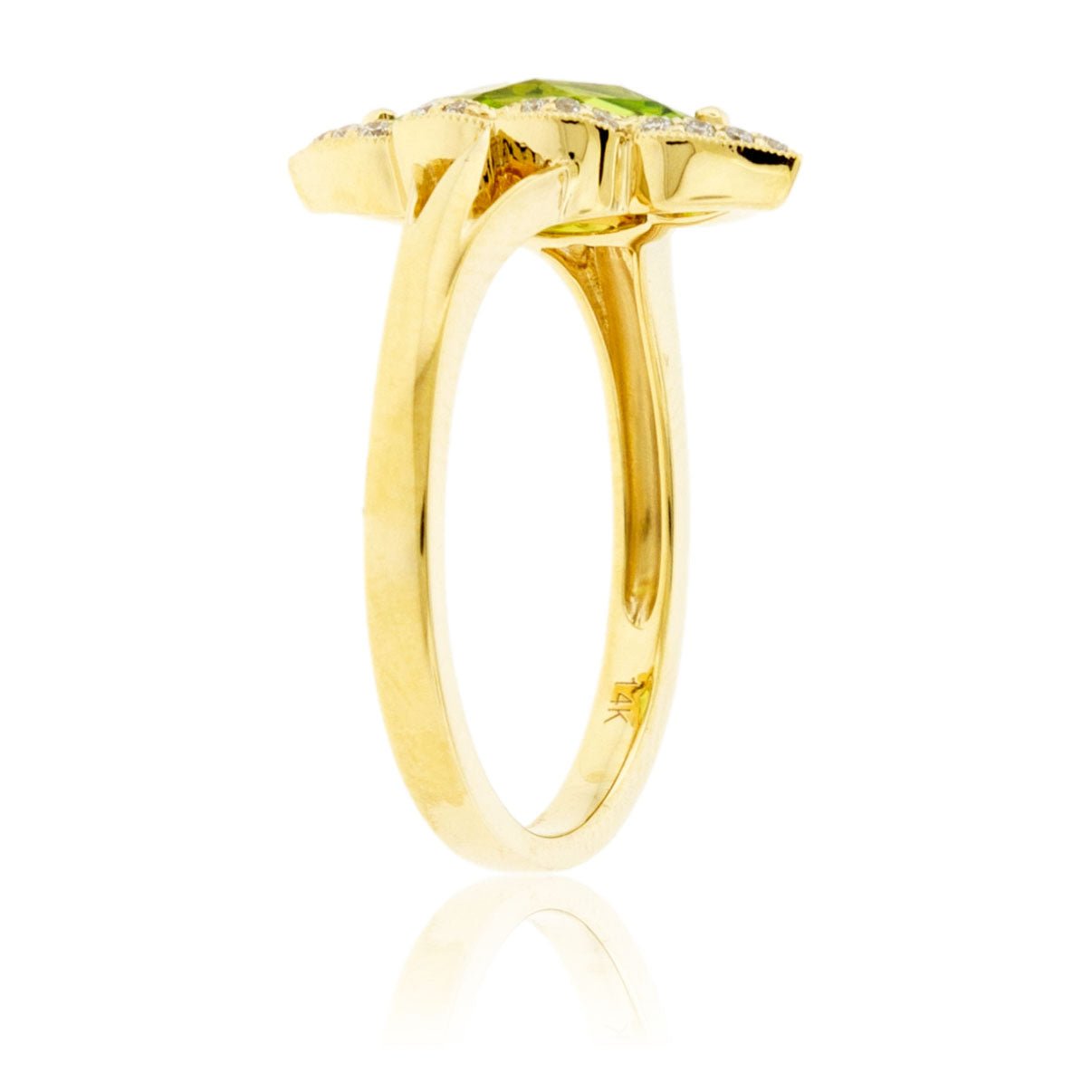 Oval Peridot Unique Halo Style Ring - Park City Jewelers