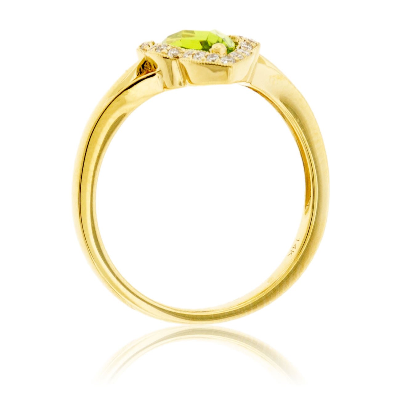Oval Peridot Unique Halo Style Ring - Park City Jewelers