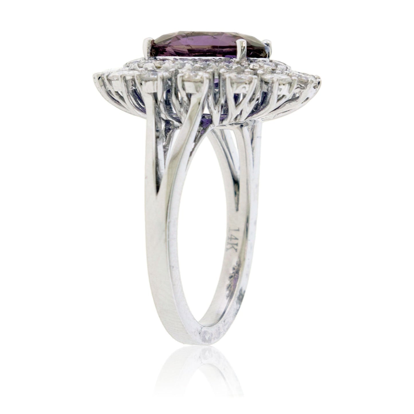 Oval Purple Sapphire No Heat & Diamond Burst Halo Ring - Park City Jewelers