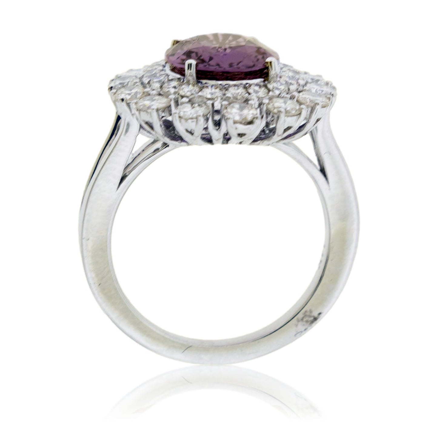 Oval Purple Sapphire No Heat & Diamond Burst Halo Ring - Park City Jewelers