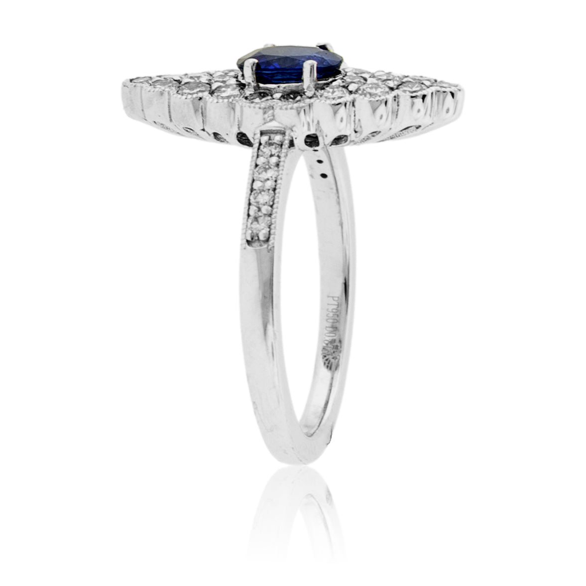 Oval Sapphire & Diamond Accented Scalloped Ring - Park City Jewelers