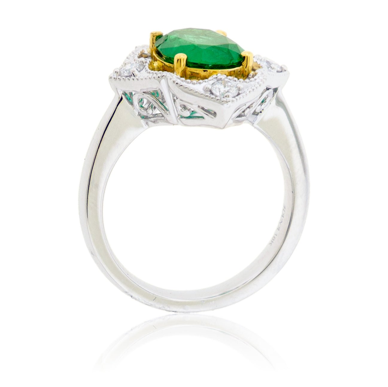 Oval Shaped Emerald & Diamond Accented Ring - Park City Jewelers