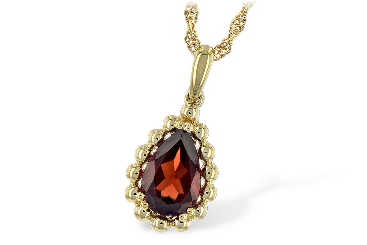 Pear Cut Garnet Bubble Halo Pendant - Park City Jewelers
