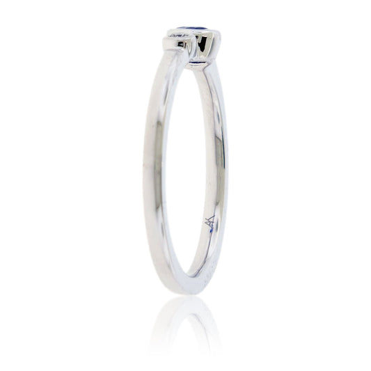 Pear Sapphire and Diamond Bezel Ring - Park City Jewelers