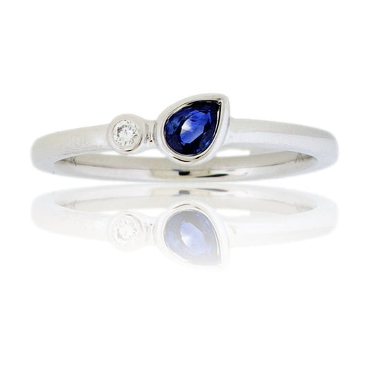 Pear Sapphire and Diamond Bezel Ring - Park City Jewelers