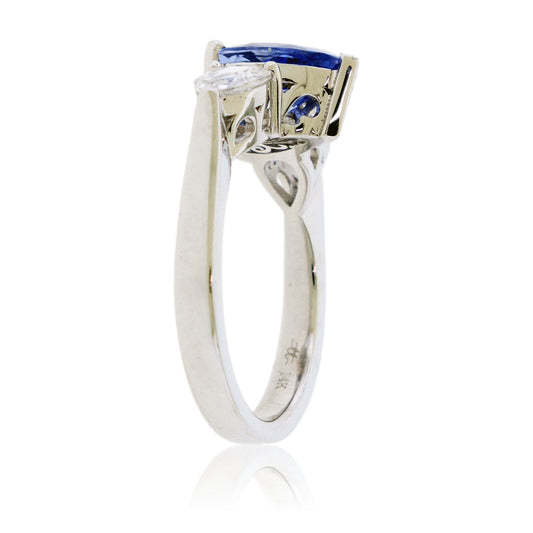 Pear - Shaped Blue Sapphire & Pear Diamond Accented Ring - Park City Jewelers