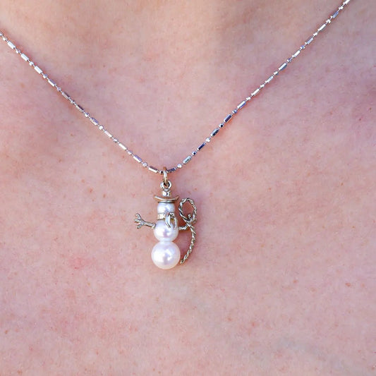 Pearl Roping Cowboy Snowman Necklace - Park City Jewelers