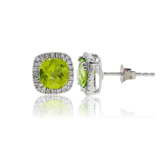 Peridot & Diamond Post Earrings - Park City Jewelers