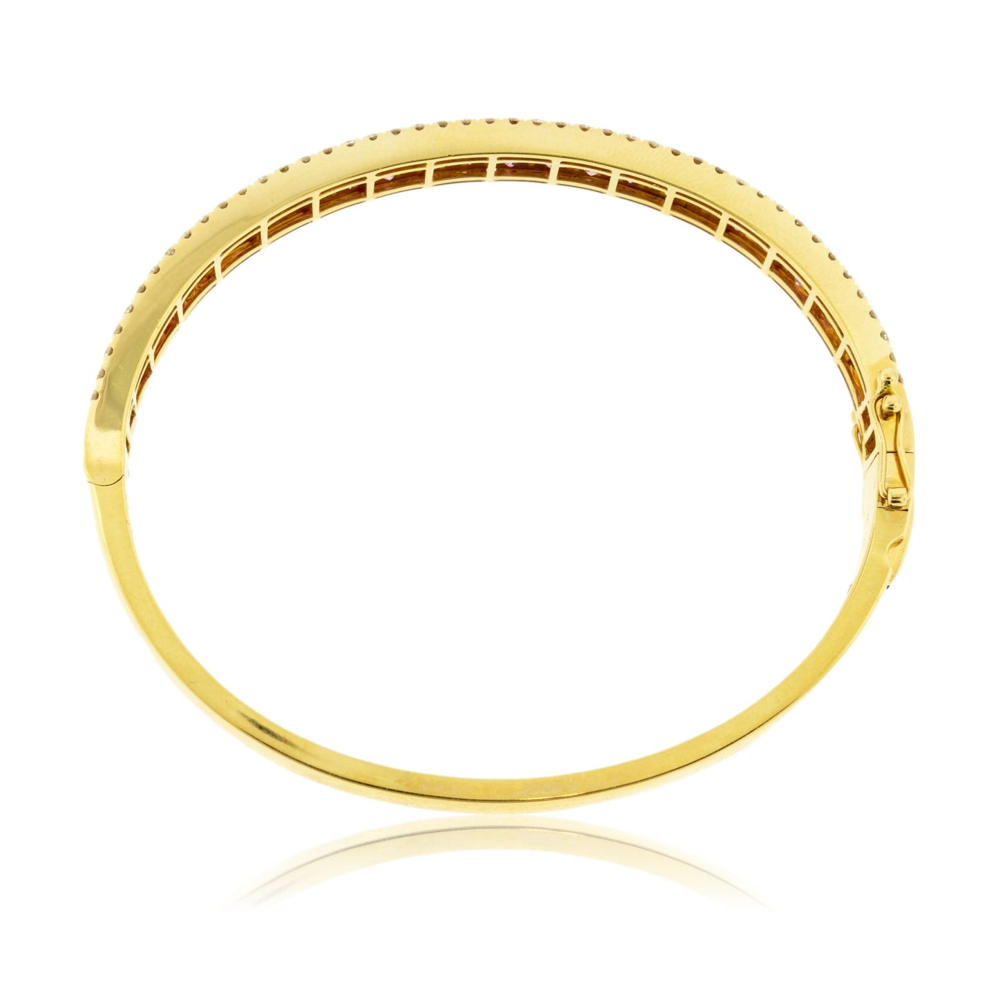Princess Cut Pink Sapphire Diamond Lined Bangle Bracelet - Park City Jewelers