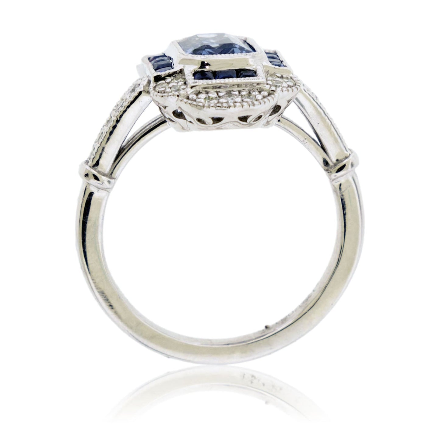 Radiant Cut Sapphire with Sapphire and Diamond Accent Ring - Park City Jewelers