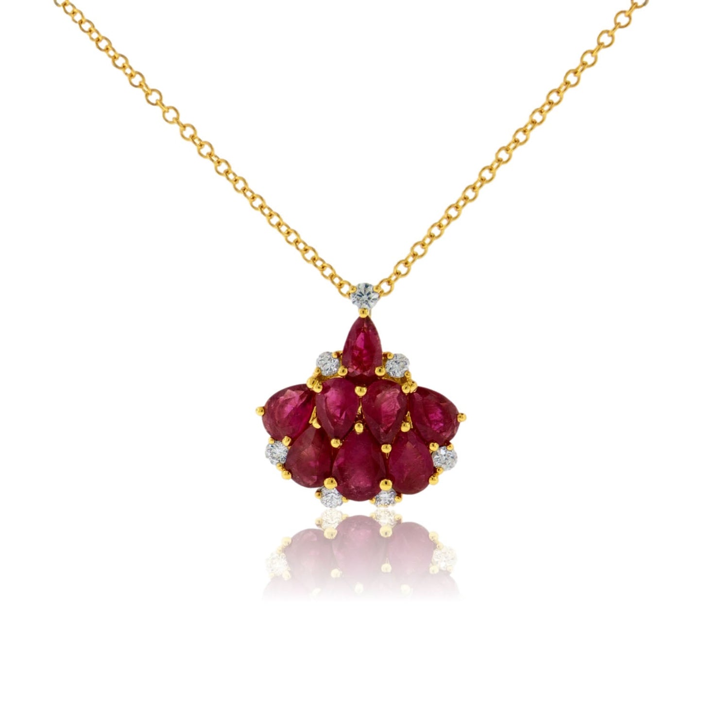 Rare Red Emerald Cluster Style Pendant with Diamond Accents - Park City Jewelers