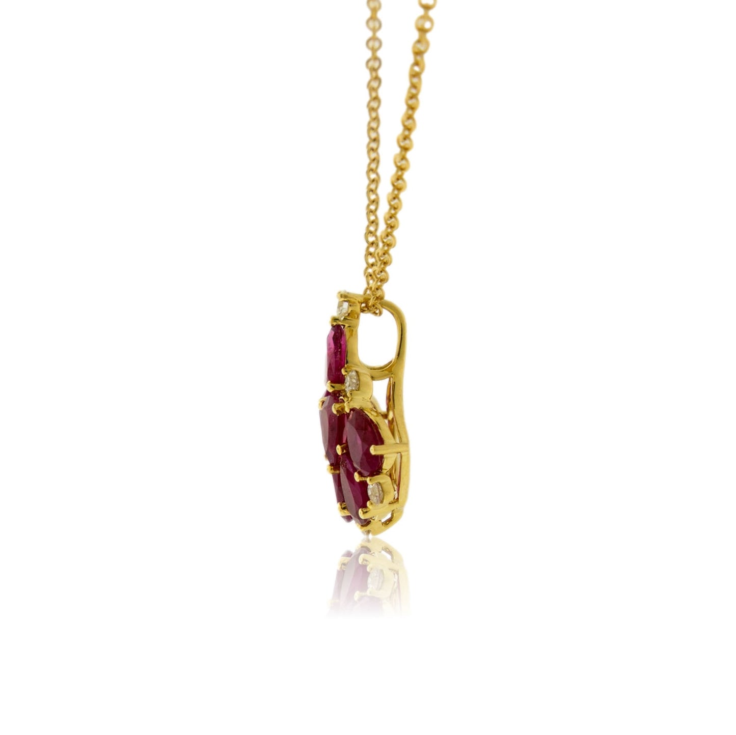 Rare Red Emerald Cluster Style Pendant with Diamond Accents - Park City Jewelers