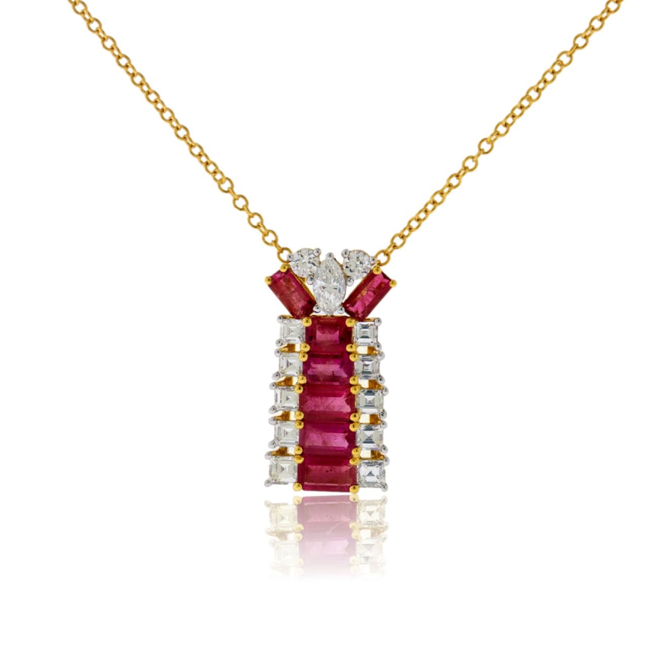 Rare Red Emerald Emerald - Cut Cluster Style Pendant - Park City Jewelers