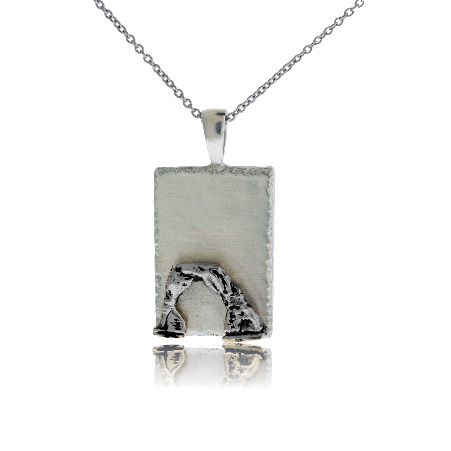 Rectangle Dog Tag Style with Moab Arch Pendant - Park City Jewelers