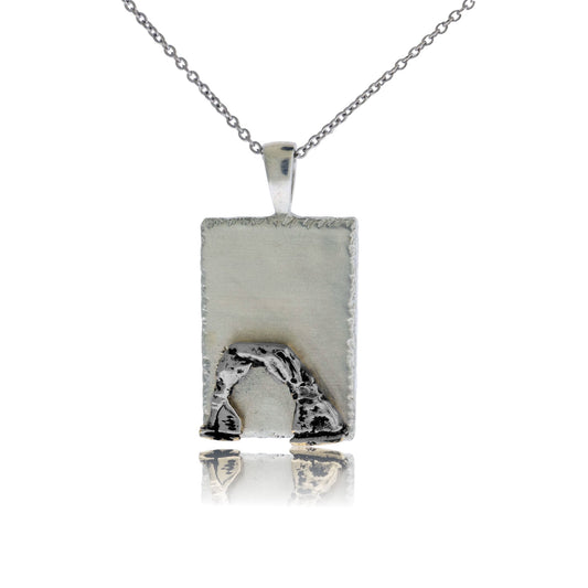 Rectangle Dog Tag Style with Moab Arch Pendant - Park City Jewelers