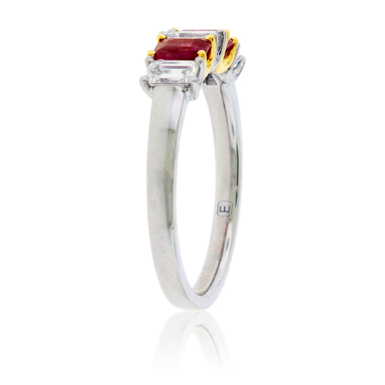 Red Beryl and Diamond Alternating Ring - Park City Jewelers