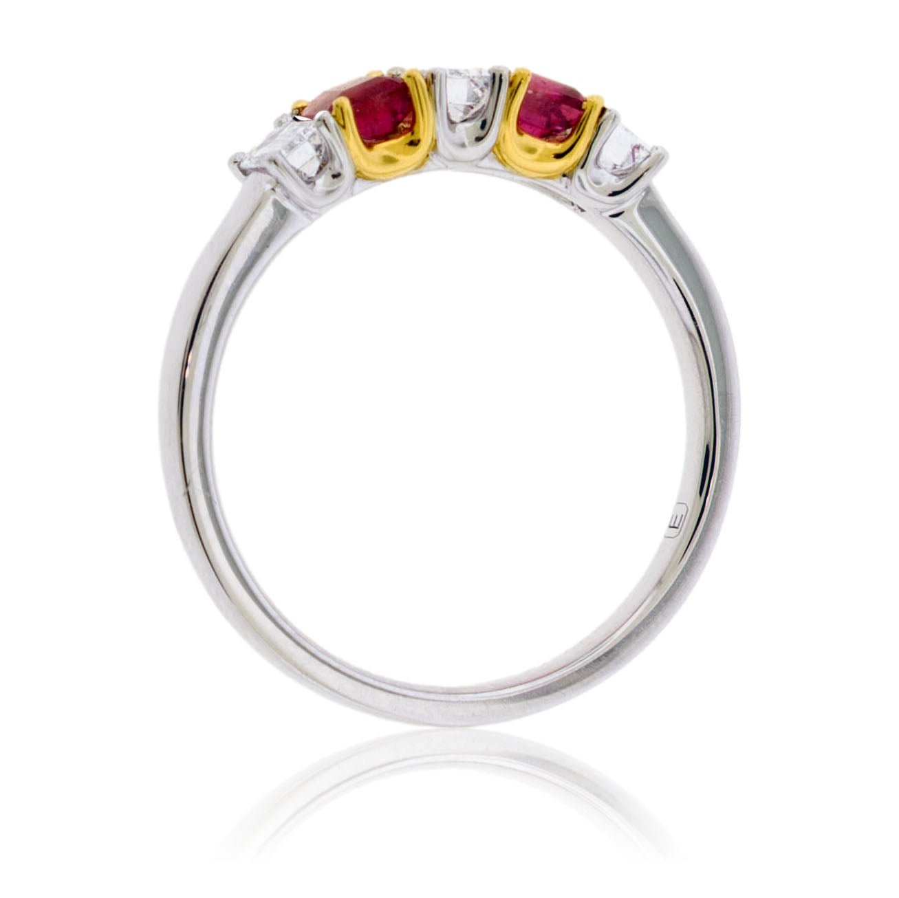 Red Beryl and Diamond Alternating Ring - Park City Jewelers