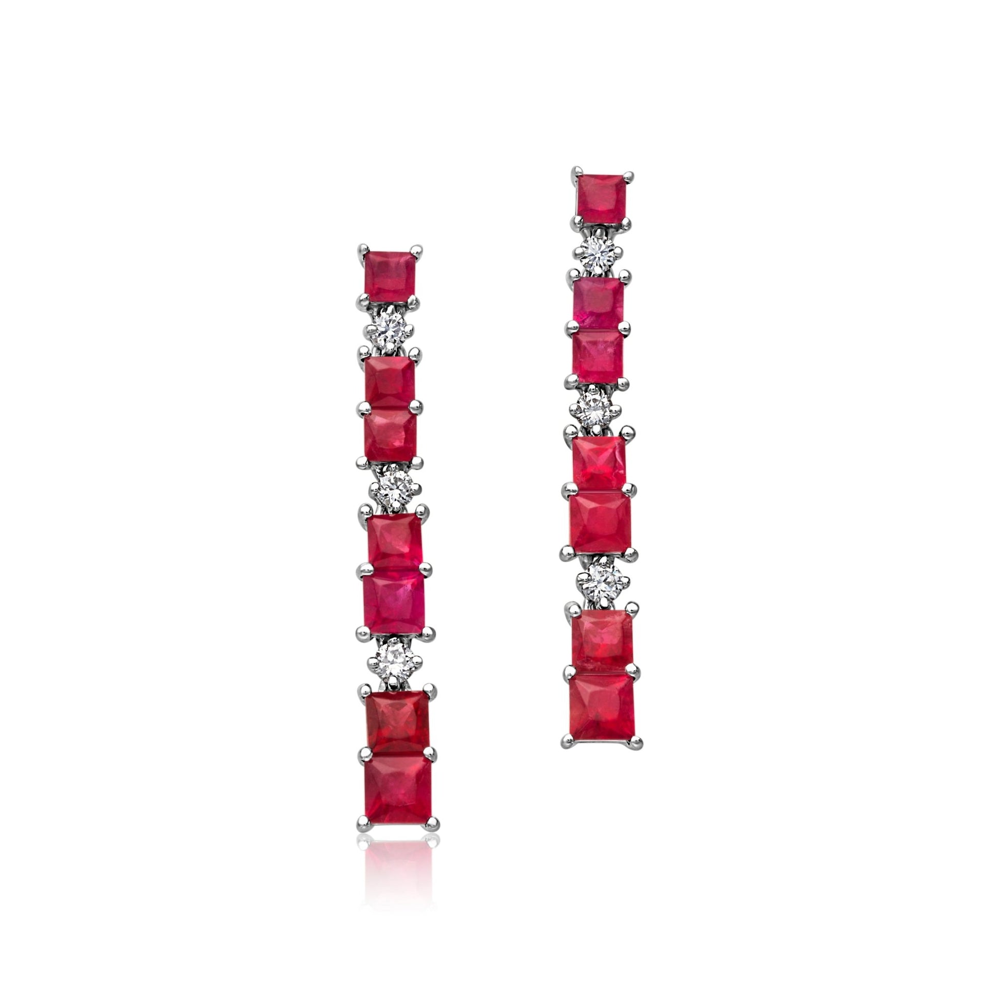 Red Beryl & Diamond Drop Earrings - Park City Jewelers