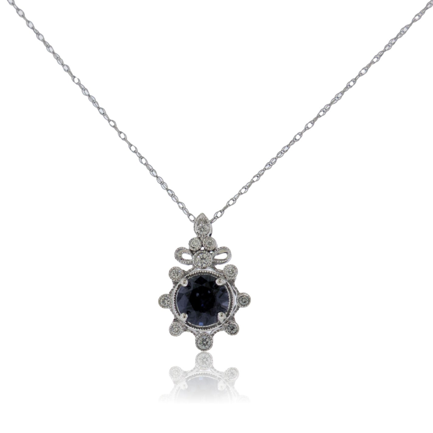 Round Burma Spinel & Diamond Vintage Style Halo Pendant - Park City Jewelers
