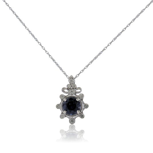 Round Burma Spinel & Diamond Vintage Style Halo Pendant - Park City Jewelers