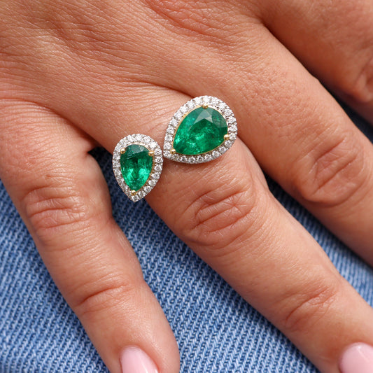 Round Diamond & Emerald Open Center Ring - Park City Jewelers