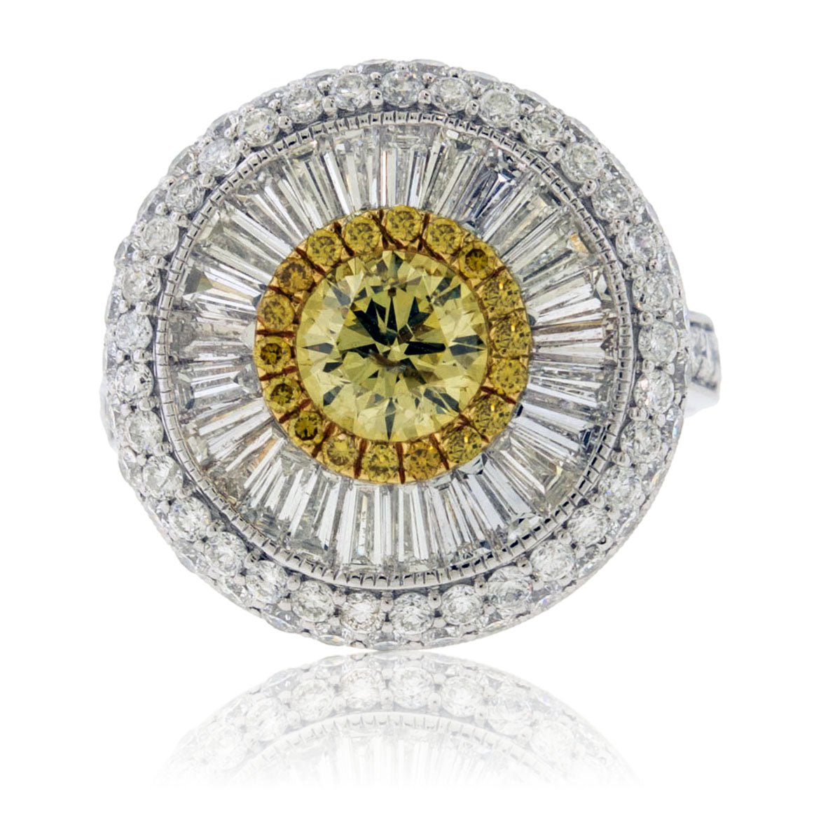 Round Yellow Diamond Fancy Halo Ring - Park City Jewelers