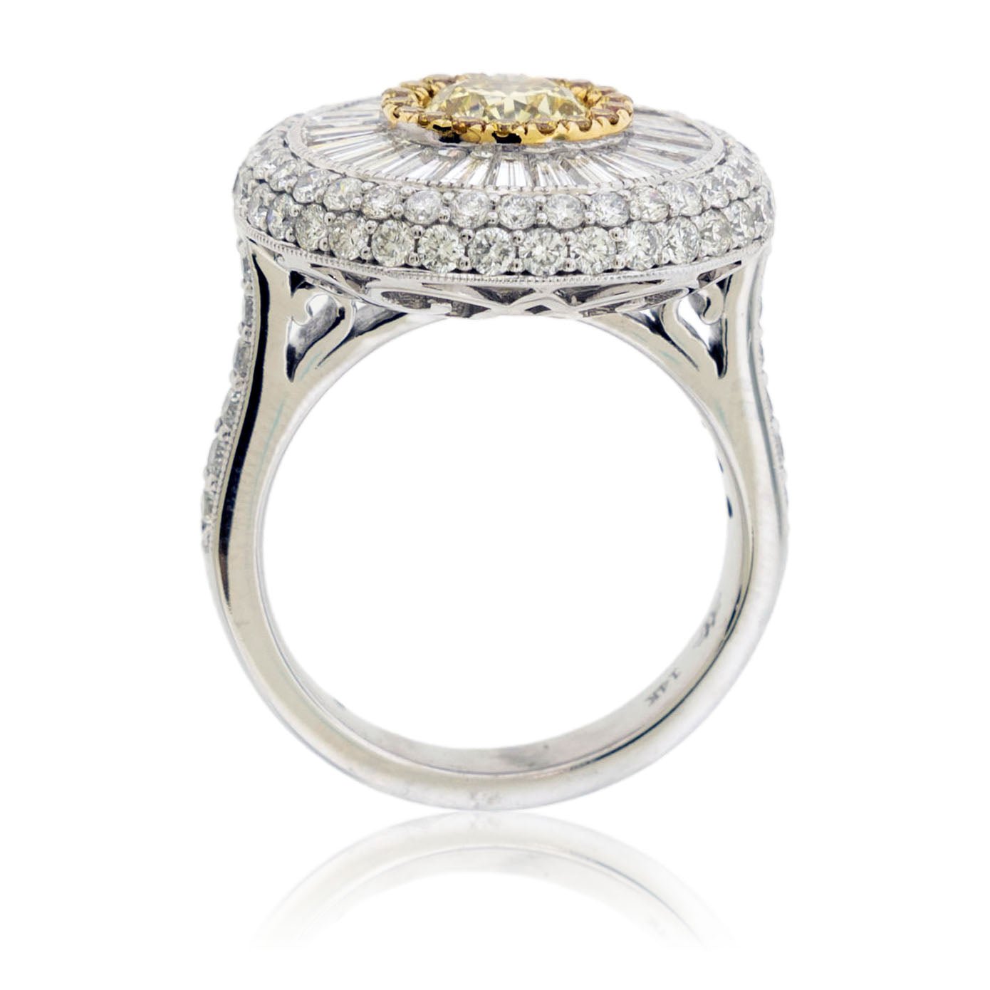 Round Yellow Diamond Fancy Halo Ring - Park City Jewelers
