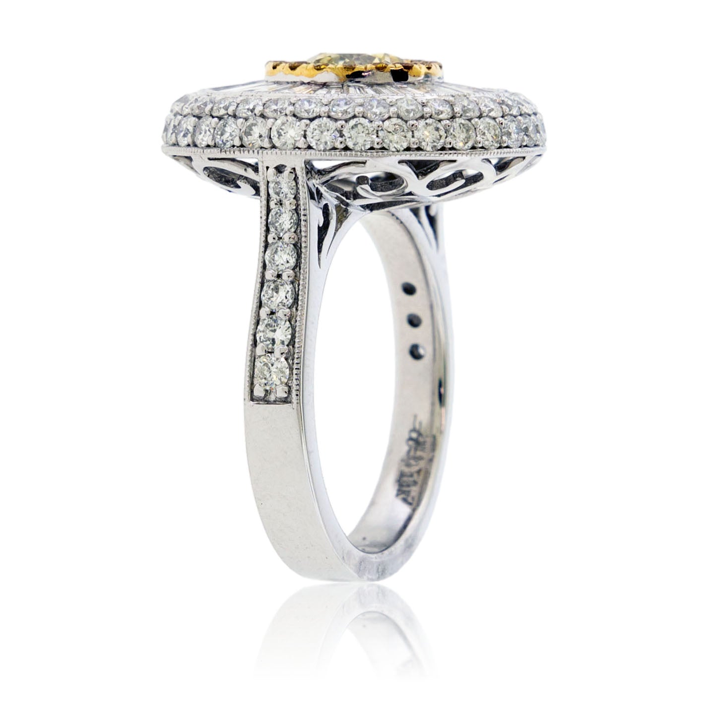 Round Yellow Diamond Fancy Halo Ring - Park City Jewelers