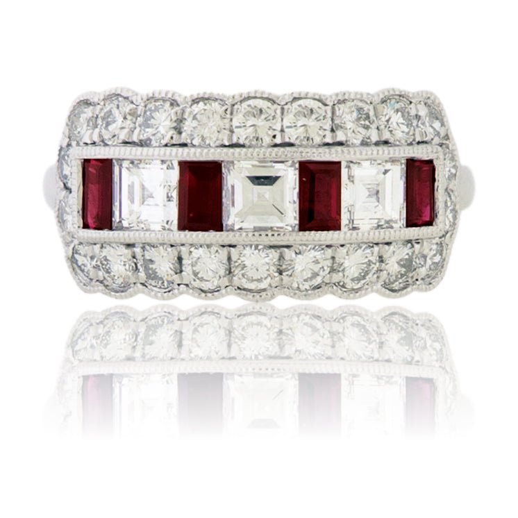 Ruby and Diamond Scalloped Ring - Park City Jewelers