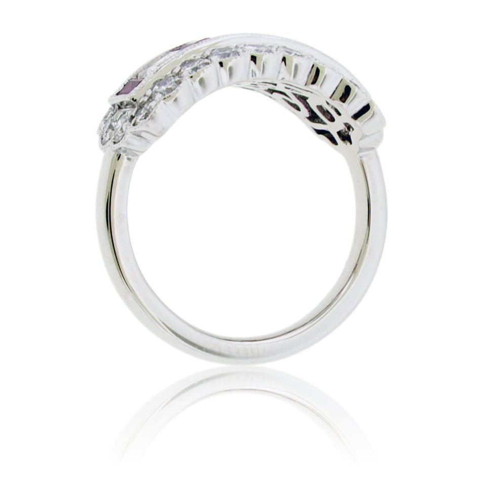 Ruby and Diamond Scalloped Ring - Park City Jewelers