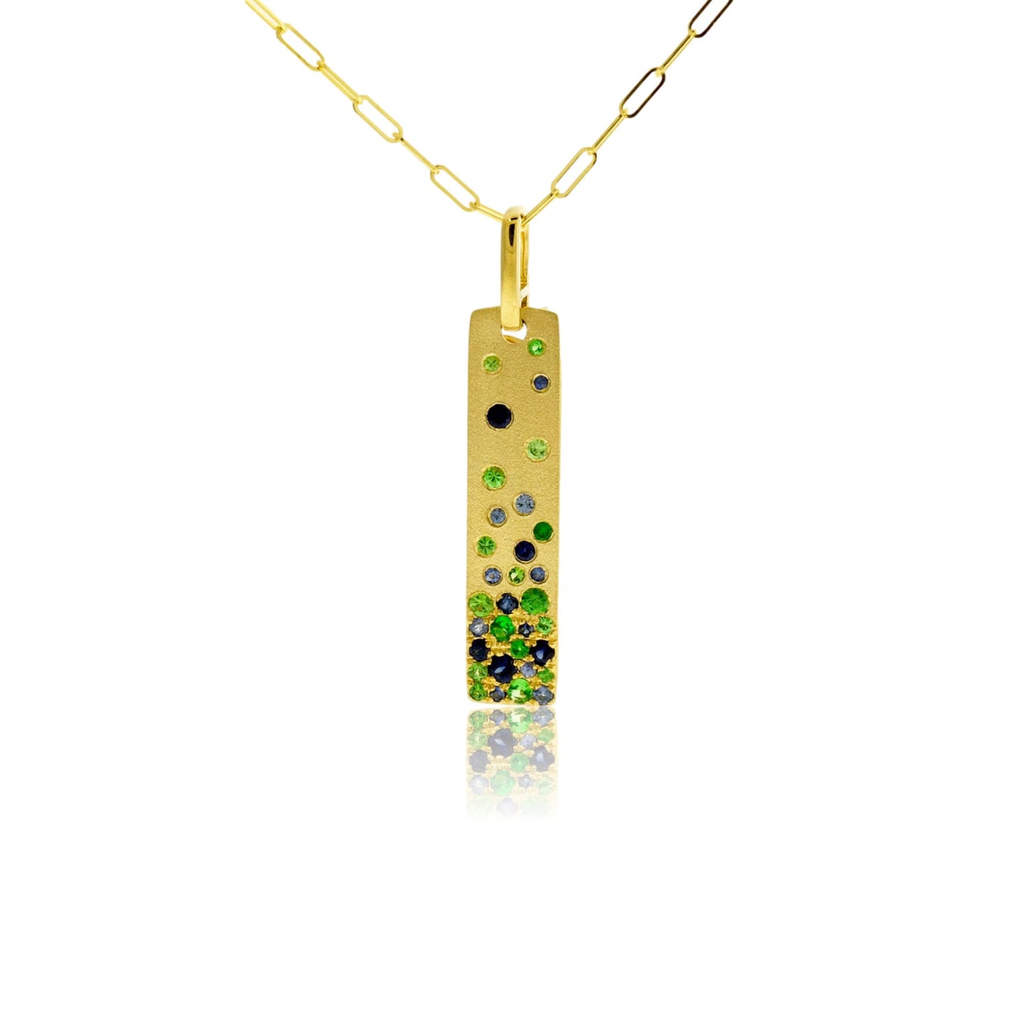 Sapphire & Tsavorite Vertical Bar Style Pendant - Park City Jewelers