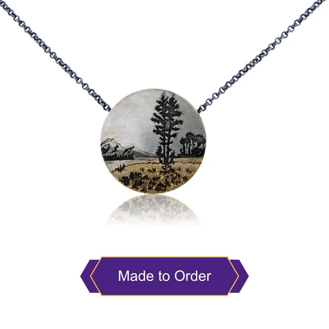 Silver, 14K Gold, & Nugget Gold Rocky Mountain Memory Scene - Park City Jewelers