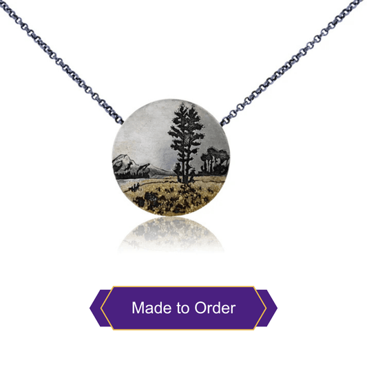 Silver, 14K Gold, & Nugget Gold Rocky Mountain Memory Scene - Park City Jewelers