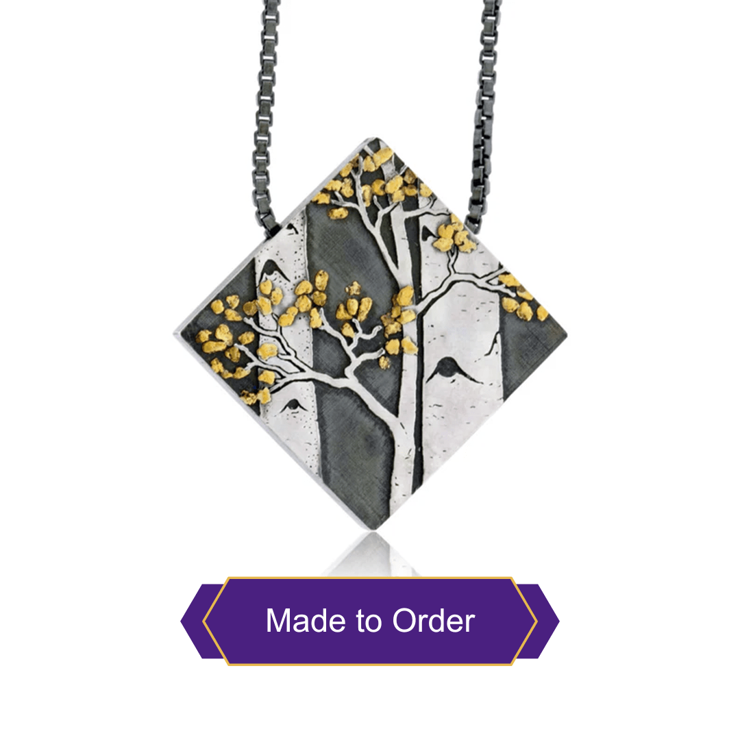 Silver, 18K Gold, & Nugget Gold Aspen Duet II On Point Pendant - Park City Jewelers
