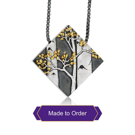 Silver, 18K Gold, & Nugget Gold Aspen Duet II On Point Pendant - Park City Jewelers