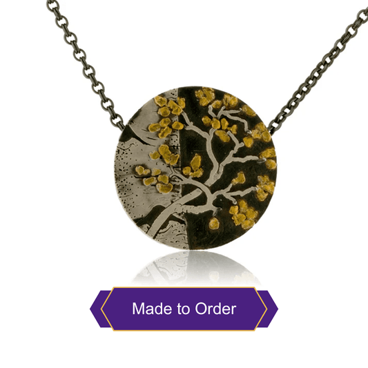 Silver, 18K Gold, & Nugget Gold Aspen Duet Pendant - Park City Jewelers