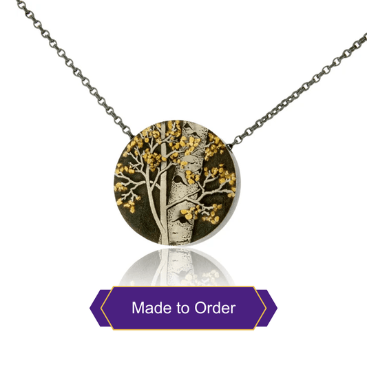 Silver, 18K Gold, & Nugget Gold Aspen Pendant - Park City Jewelers
