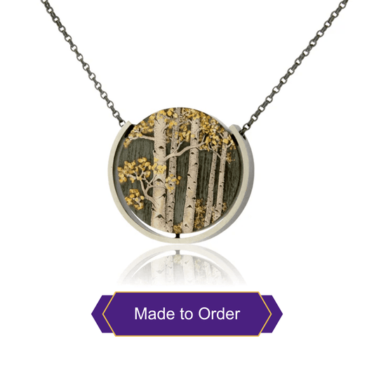 Silver, 18K Gold, & Nugget Gold Aspen Pendant - Park City Jewelers