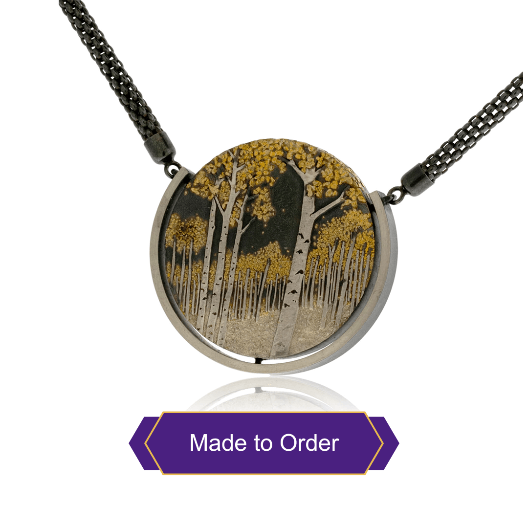 Silver, 18K Gold, & Nugget Gold First Snow Aspen Pendant - Park City Jewelers