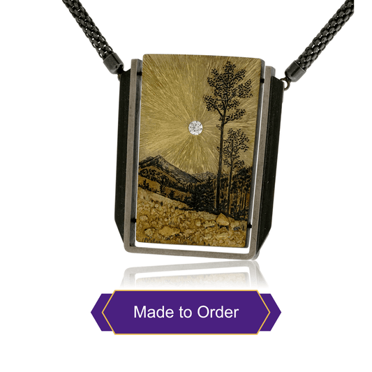 Silver, 18K Gold, & Nugget Gold Rocky Mountain Memories Pendant - Park City Jewelers