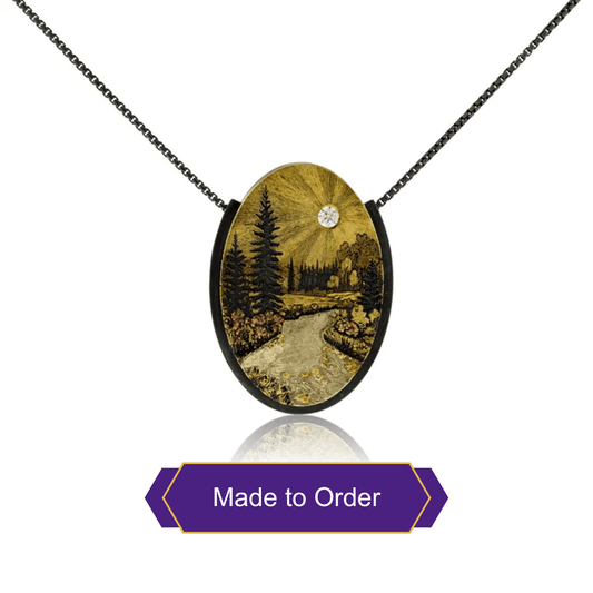 Silver, 18K Gold, & Nugget Gold Walk Along the Mountain Creek Pendant - Park City Jewelers