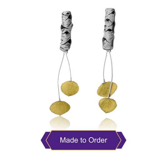 Silver & Gold Leaf Drop Stud Aspen Earrings - Park City Jewelers
