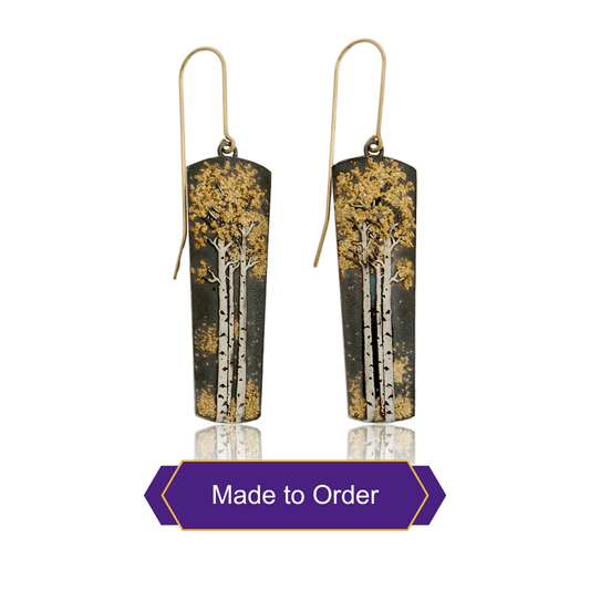 Silver & Gold Nugget Aspen Tree Earrings - Park City Jewelers