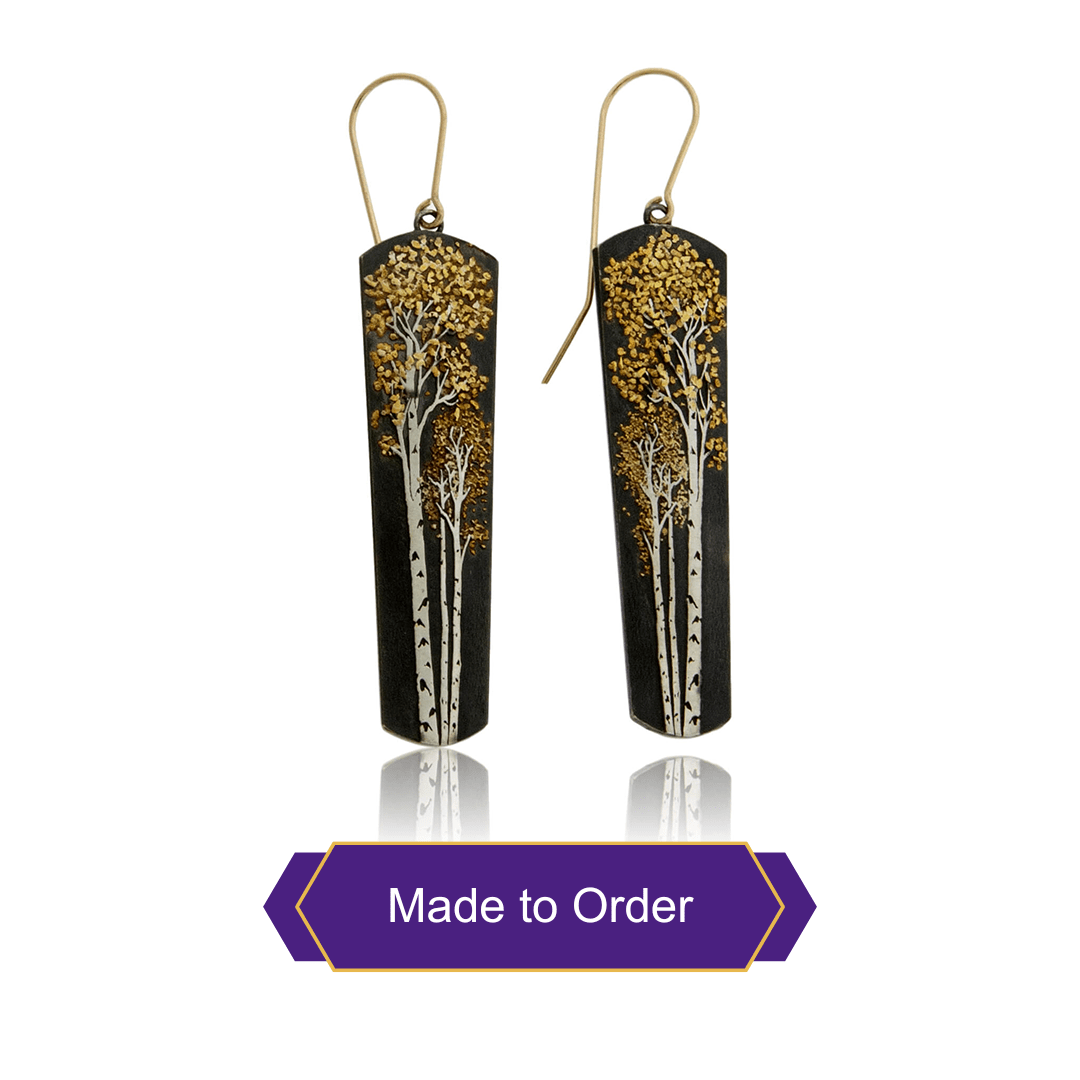Silver & Gold Nugget Aspen Tree Earrings - Park City Jewelers