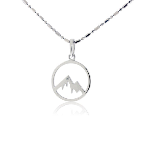 Single Diamond Mountain Peak in Circle Pendant - Park City Jewelers