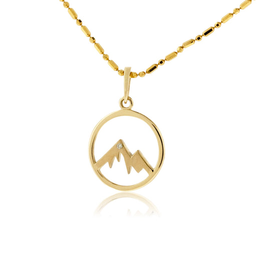 Single Diamond Mountain Peak in Circle Pendant - Park City Jewelers