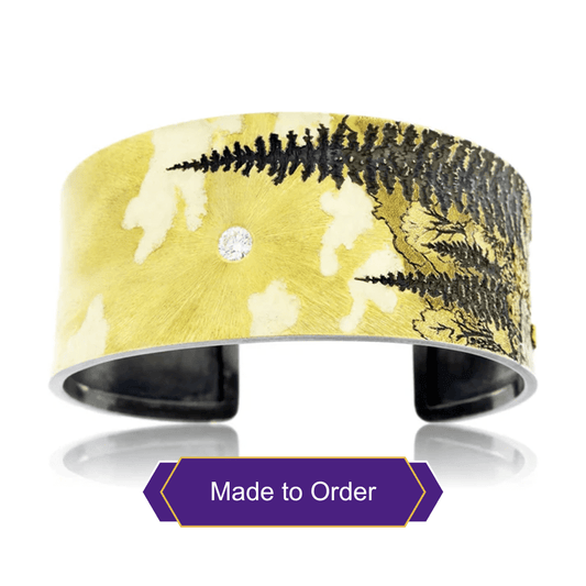 Sterling Silver & 18K Yellow Gold Duck Lake Inspired Mountain Bracelet - Park City Jewelers