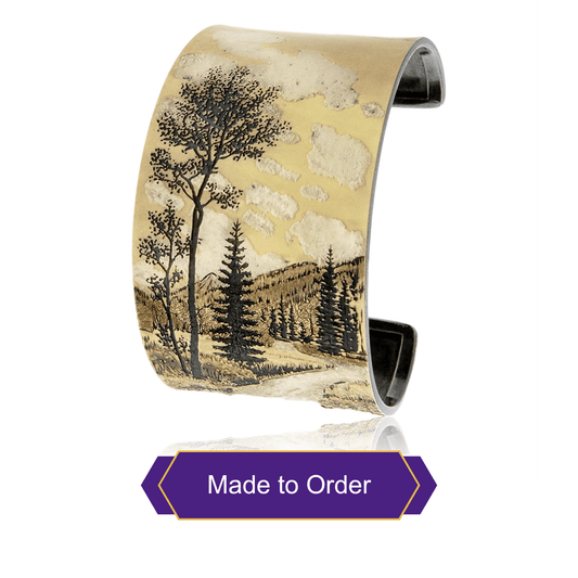 Sterling Silver & 18K Yellow Gold Meadows and Mountain Stream Cuff Bracelet - Park City Jewelers